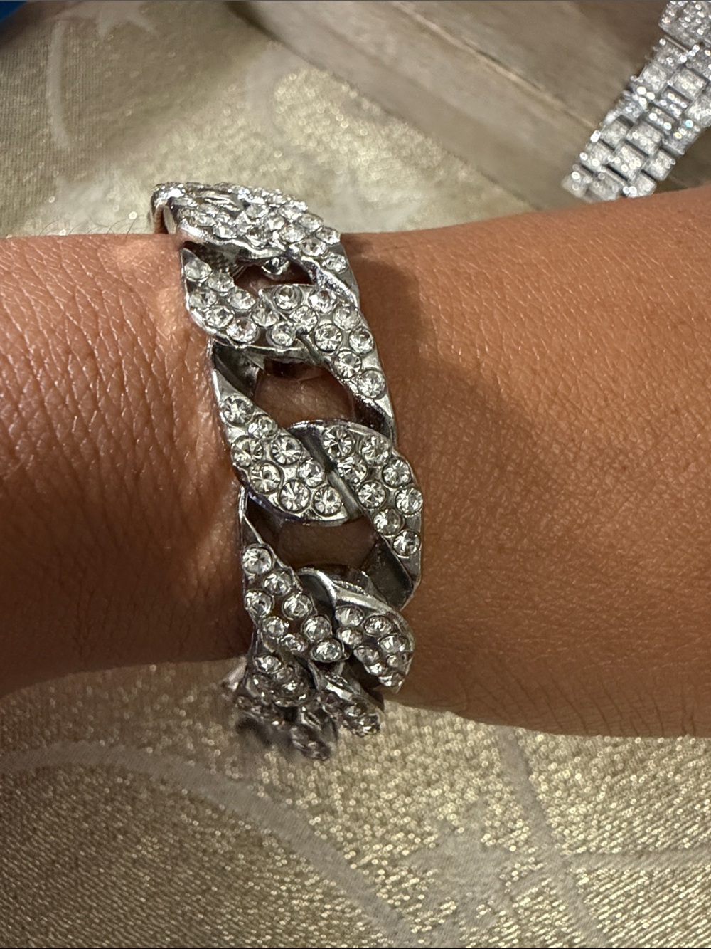 Men’s Blue Dial Crystal-Embellished Silver Watch and silver bracelet set - Picture 6 of 16